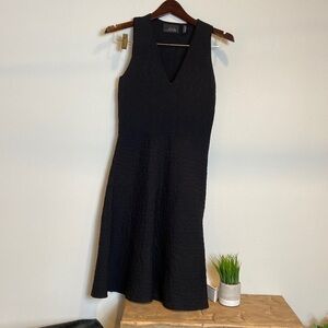 Line & Dot Black Asymmetrical V-Neck Dress